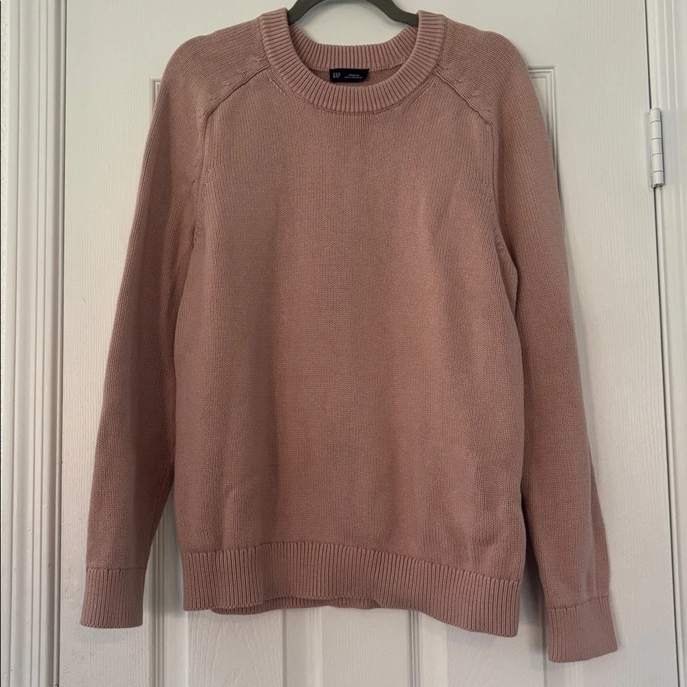 GAP Men’s Raglan Crewneck Heavy Knit Cotton Sweater in Willow Pink Size Medium